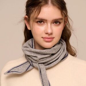 Cashmere Red Scarf with White Trim